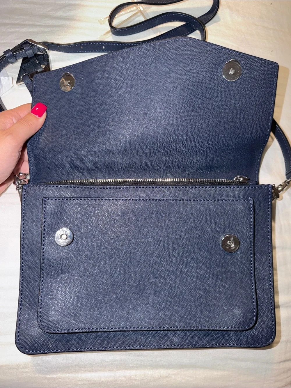 Botkier Navy Textured Crossbody Satchel with Top Handle